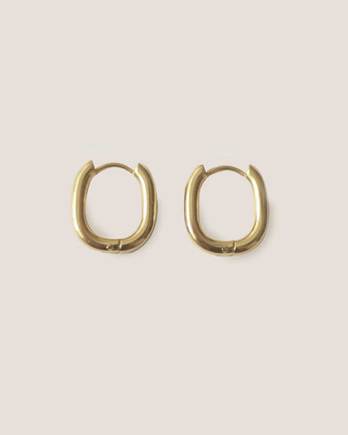 GUNG JEWELLERY Earrings : Oval Gold Hoop