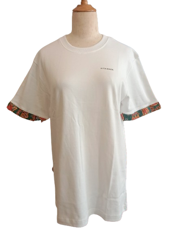 KITA MADE Green Batik (Sleeve) White shirt