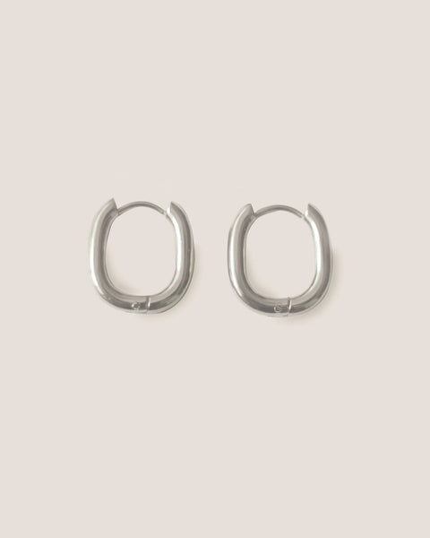 GUNG JEWELLERY Earrings : Oval Silver Hoop