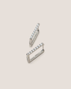 GUNG JEWELLERY Earrings : Galore Silver Rectangular Hoop