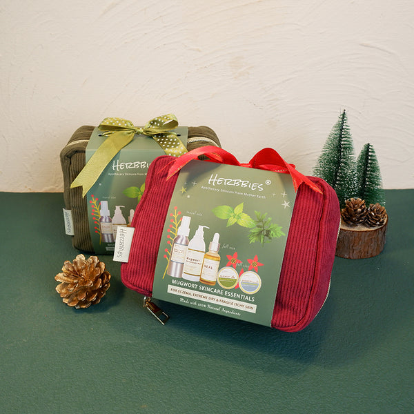 Herbbies Christmas Travel Pouch Eczema Gift Set (Green)