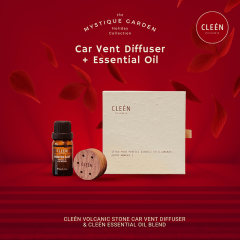 CLEEN Gift Set: Car Vent Diffuser with Essential Oil Bundle