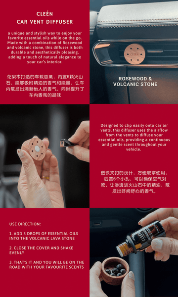 Set Hadiah CLEEN: Peresap Vent Kereta dengan Ikatan Minyak Pati