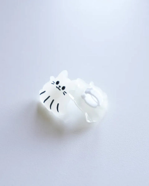 White pvc with cat design on a light gray background
