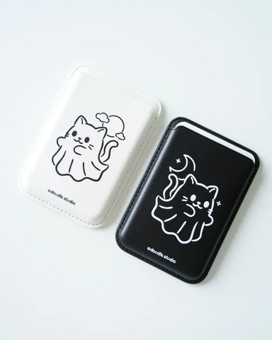 Two phone cases with cat illustrations on a white background
