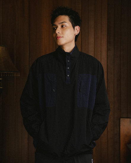 GOODTIMES WEAR: Half Snap Pullover Jacket (Midnight)