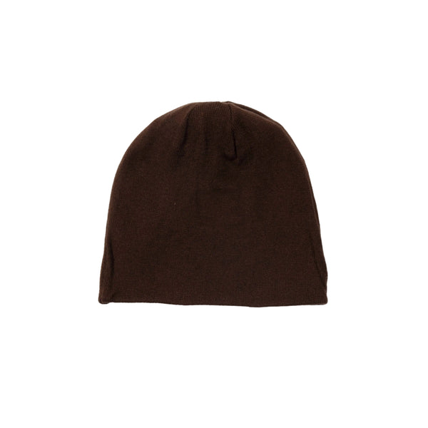 Brown beanie on a light gray background