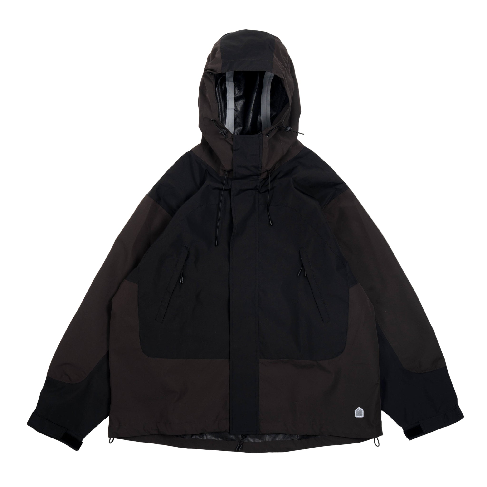 Black hooded jacket on a white background