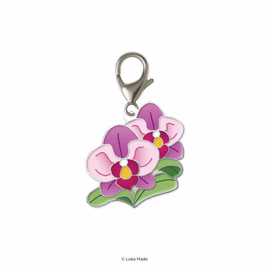 Floral charm with a lobster clasp on a white background