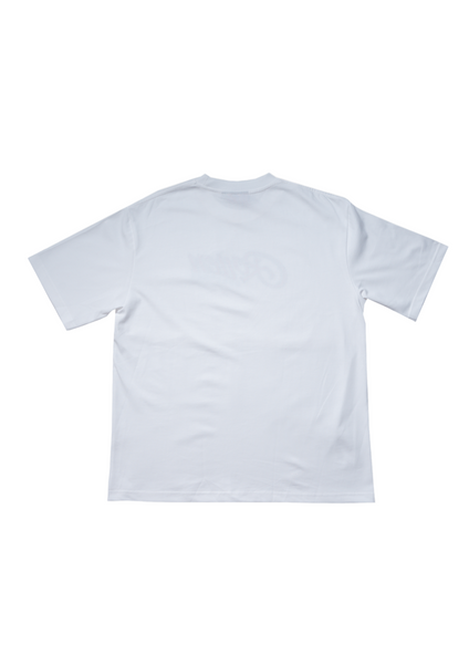 Plain white t-shirt on a light gray background