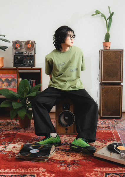 Rotten Paradise Tee: Frequency Cropped Green