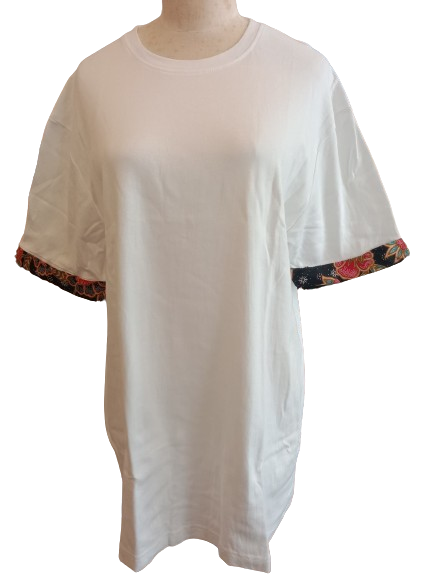 KITA MADE Black Batik (Sleeve) White shirt