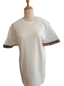 KITA MADE Blue Batik (Sleeve) White shirt