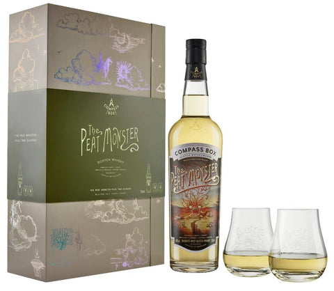 Compass Box Peat Monster Whisky Gift Set includes 2 glassware 46% 700ml