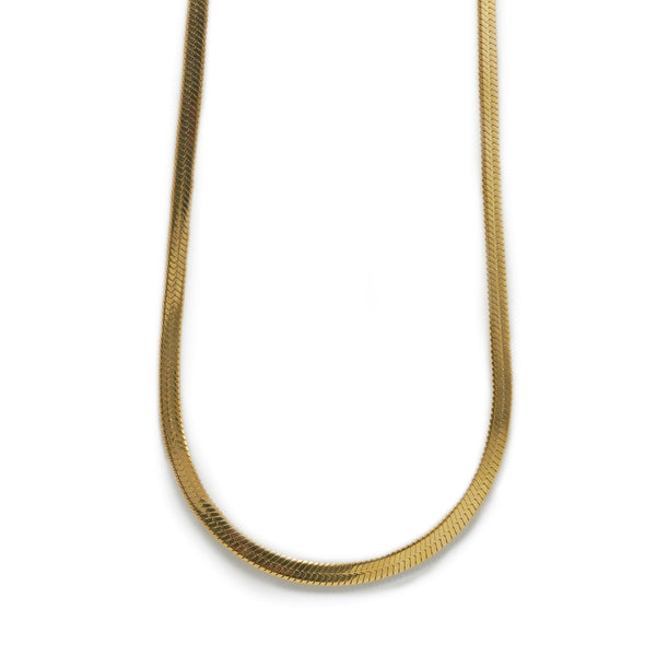 GUNG JEWELLERY Necklace : Herringbone Flat Bold Gold