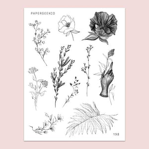 PAPERGEEK Clear Nature Lineart Floral Stickers 198