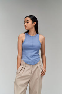 THE WES STUDIO Classic Soft Knit Tank Top: Blue