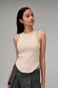 THE WES STUDIO Classic Soft Knit Tank Top: Cream