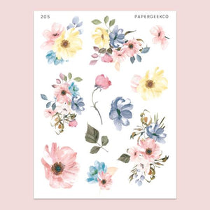 PAPERGEEK Pastel Spring Floral Stickers 205