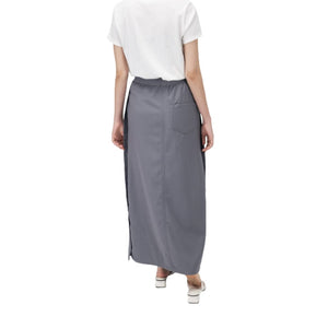 THE WES STUDIO Classic Elastic Waist Midi Skirt (Grey)