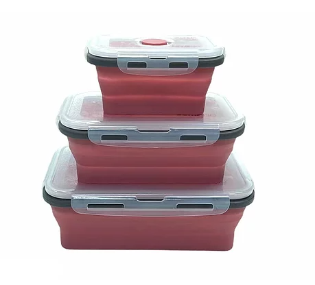 LEXNGO: Set Of 3pcs Silicone Food Storage Meal Containers