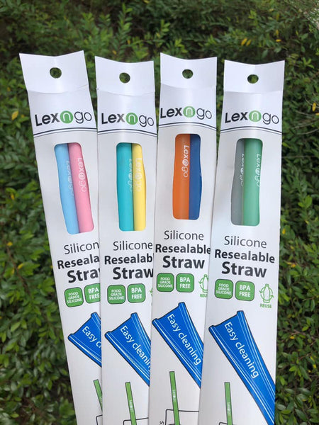 LEXNGO: Silicone Resealable Reusable Straws - Pack Of 2 (22cml)