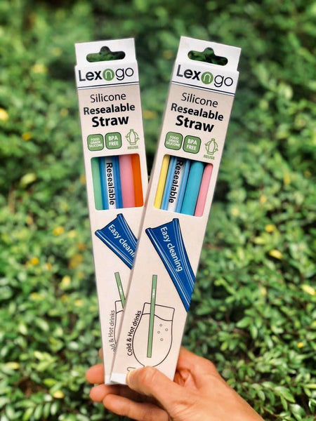 LEXNGO: Silicone Resealable Reusable Straws - Pack Of 4 (22cml)