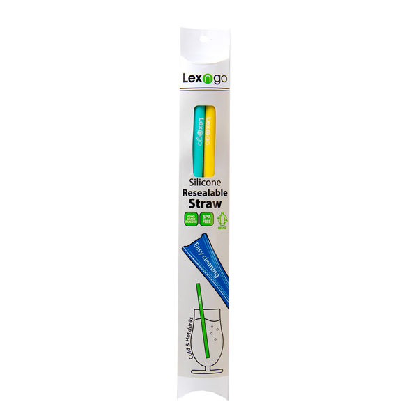 LEXNGO: Silicone Resealable Reusable Straws - Pack Of 2 (22cml)