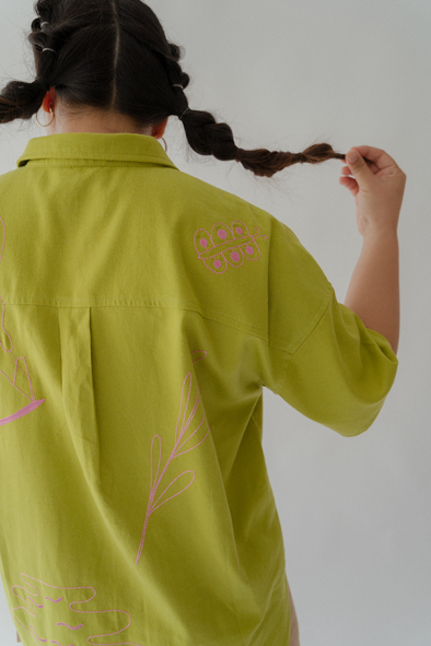 Oh Sebenar x Miso Rama: Free To Be Linen Shirt in Lime