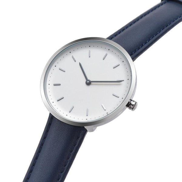 PLAIN SUPPLIES Watch: Conc 39 Navy Leather