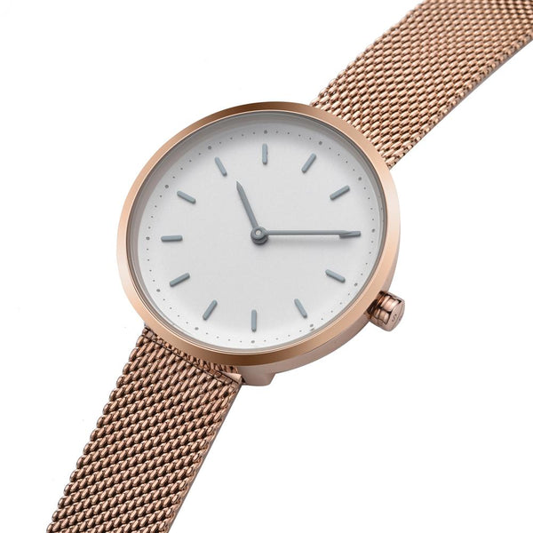 PLAIN SUPPLIES Watch: Conc 33 Rose Gold Stainless Steel Mesh