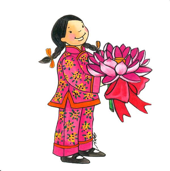 PAGODA KINGDOM Postcard: Flower Girls Lotus Purity