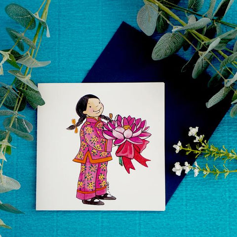 PAGODA KINGDOM Postcard: Flower Girls Lotus Purity