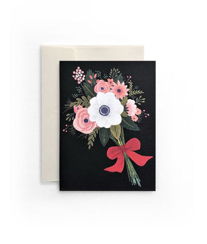 PAPERGEEK Greeting Cards: Floral Sympathy / Sorry Card | Black