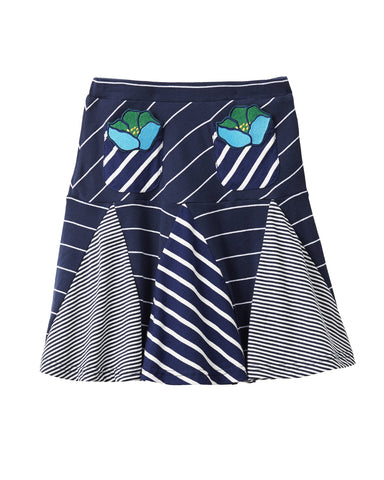 Blue Poppy Stripe Skirt