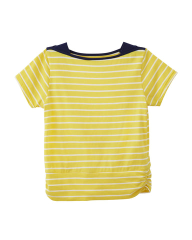 MANO PLUS | Pagoda Kingdom | Striped Yellow Bateau Neck T-Shirt
