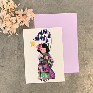 PAGODA KINGDOM Postcard: Kimono Kids - Bluebell