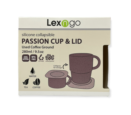 LEXNGO: Coffee Ground Silicone Flexi Cup & Lid (280ml)